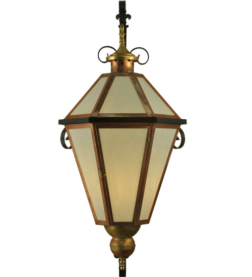Meyda Lighting Millesime 20" Copper And Timeless Bronze Lantern Wall Sconce With Frosted White Art Shade Glass