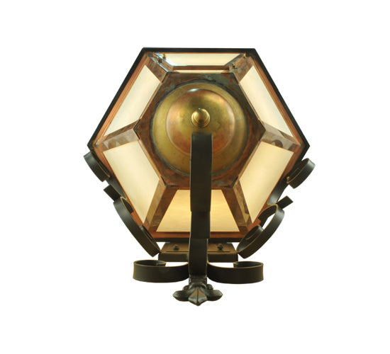 Meyda Lighting Millesime 20" Copper And Timeless Bronze Lantern Wall Sconce With Frosted White Art Shade Glass