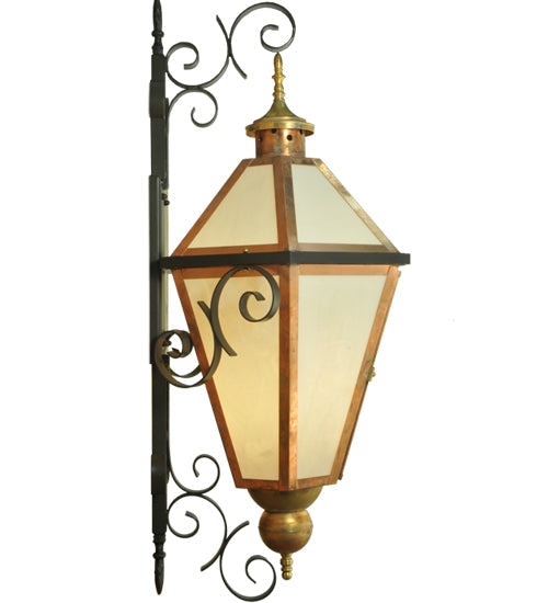 Meyda Lighting Millesime 20" Copper And Timeless Bronze Lantern Wall Sconce With Frosted White Art Shade Glass