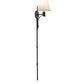 Meyda Lighting Minaret 8" Wrought Iron Left Wall Sconce With Beige Fabric Shade