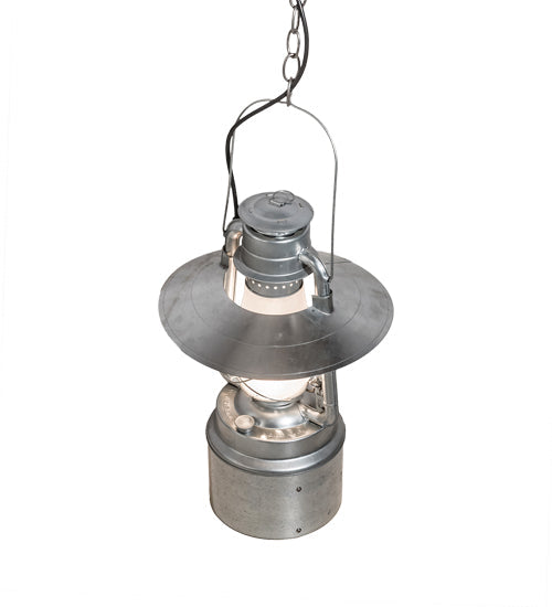 Meyda Lighting Miners Lantern 12" 2-Light Galvinized Silver Pendant Light With Frosted Clear Shade Glass