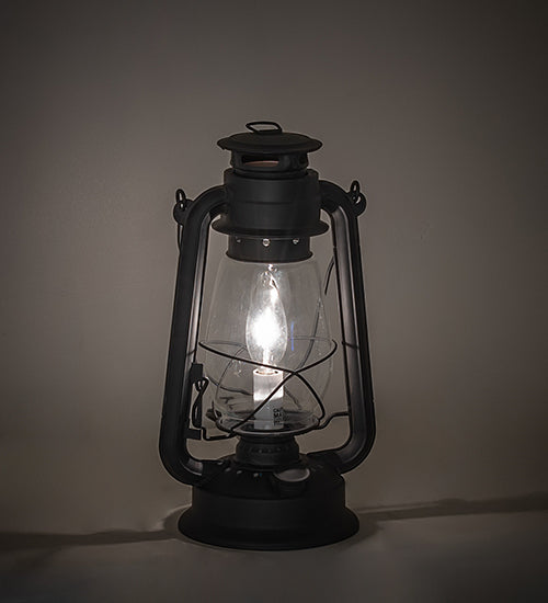 Meyda Lighting Miners Lantern 12" Costello Black Table Lamp With Clear Shade Glass