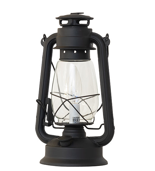 Meyda Lighting Miners Lantern 12" Costello Black Table Lamp With Clear Shade Glass