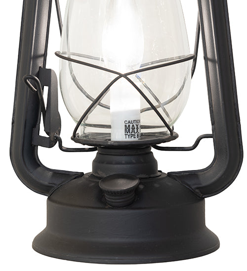 Meyda Lighting Miners Lantern 12" Costello Black Table Lamp With Clear Shade Glass