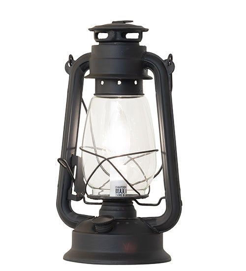 Meyda Lighting Miners Lantern 12" Costello Black Table Lamp With Clear Shade Glass