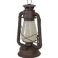Meyda Lighting Miners Lantern 12" Distressed Rust Lantern Table Lamp With Clear Frosted Shade Glass