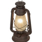 Meyda Lighting Miners Lantern 12" Distressed Rust Lantern Table Lamp With Clear Frosted Shade Glass