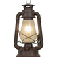 Meyda Lighting Miners Lantern 12" Distressed Rust Lantern Table Lamp With Clear Frosted Shade Glass