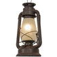 Meyda Lighting Miners Lantern 12" Distressed Rust Lantern Table Lamp With Clear Frosted Shade Glass