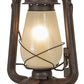 Meyda Lighting Miners Lantern 12" Distressed Rust Lantern Table Lamp With Clear Frosted Shade Glass