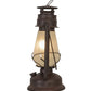 Meyda Lighting Miners Lantern 12" Distressed Rust Lantern Table Lamp With Clear Frosted Shade Glass