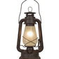 Meyda Lighting Miners Lantern 12" Distressed Rust Lantern Table Lamp With Clear Frosted Shade Glass