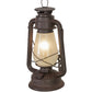 Meyda Lighting Miners Lantern 12" Distressed Rust Lantern Table Lamp With Clear Frosted Shade Glass