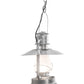 Meyda Lighting Miners Lantern 13" Galvinized Silver Pendant Light With Frosted Clear Shade Glass
