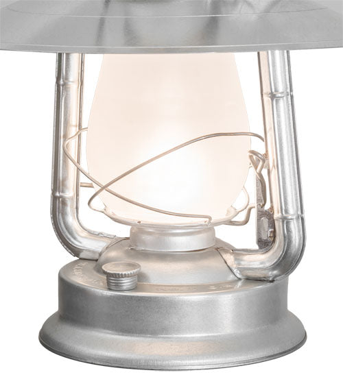 Meyda Lighting Miners Lantern 13" Galvinized Silver Pendant Light With Frosted Clear Shade Glass