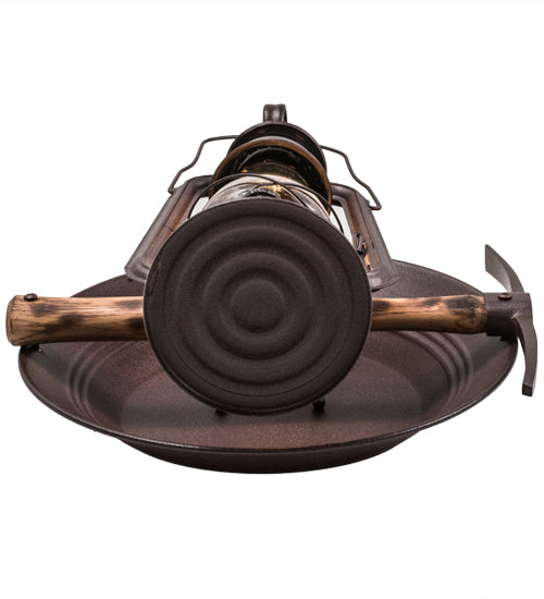 Meyda Lighting Miners Lantern 16" Distressed Rust Lantern Wall Sconce With Clear Shade Glass