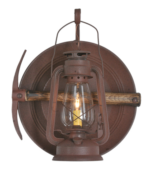 Meyda Lighting Miners Lantern 16" Distressed Rust Wall Sconce With Clear Shade Glass
