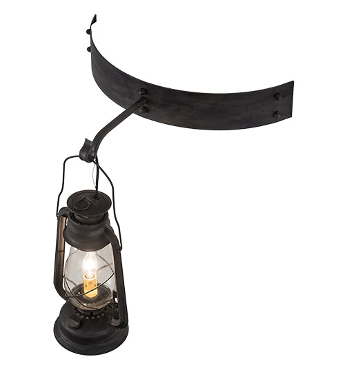 Meyda Lighting Miners Lantern 17" Costello Black Wall Sconce With Clear Shade Glass