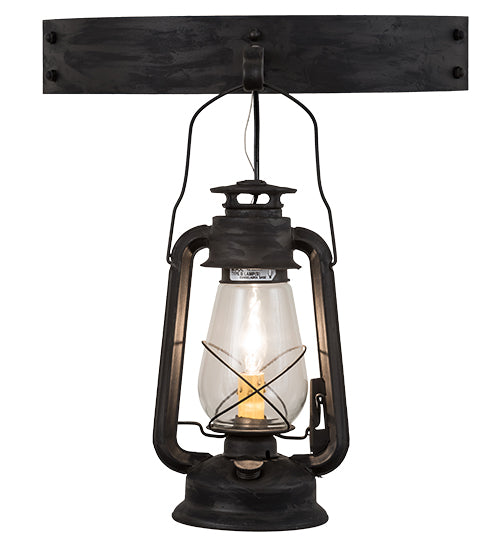 Meyda Lighting Miners Lantern 17" Costello Black Wall Sconce With Clear Shade Glass