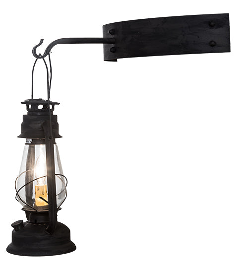 Meyda Lighting Miners Lantern 17" Costello Black Wall Sconce With Clear Shade Glass