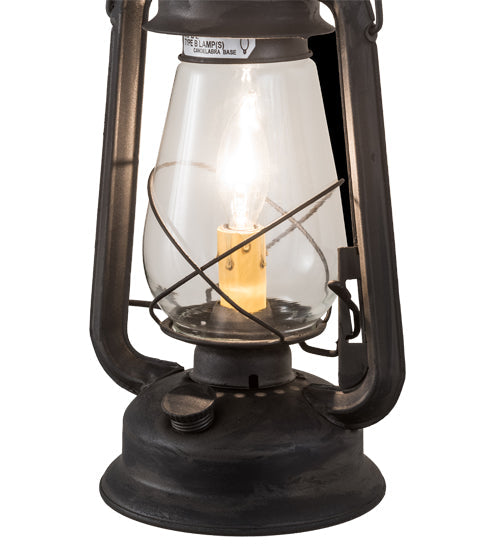 Meyda Lighting Miners Lantern 17" Costello Black Wall Sconce With Clear Shade Glass