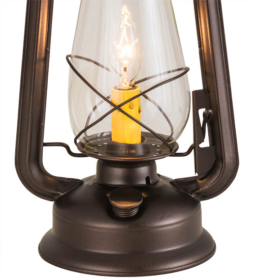 Meyda Lighting Miners Lantern 178541 7" Mahogany Bronze Mini Pendant Light With Clear Shade Glass