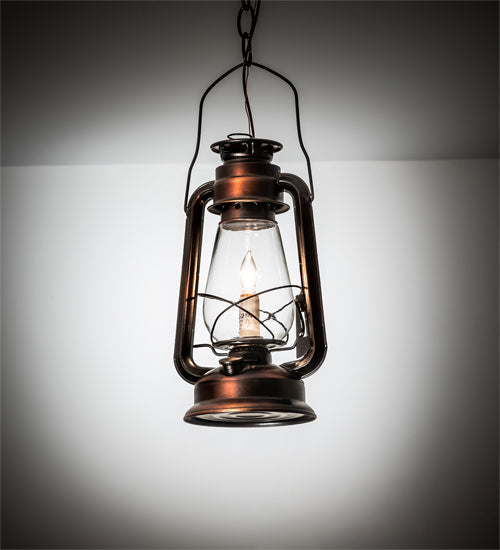 Meyda Lighting Miners Lantern 220231 7" Vintage Copper Mini Pendant Light With Clear Shade Glass