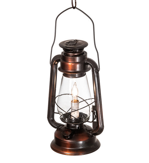 Meyda Lighting Miners Lantern 220231 7" Vintage Copper Mini Pendant Light With Clear Shade Glass