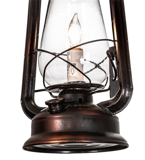 Meyda Lighting Miners Lantern 220231 7" Vintage Copper Mini Pendant Light With Clear Shade Glass