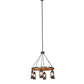 Meyda Lighting Miners Lantern 40" 6-Light Dark Roast Wagon Wheel Chandelier With Clear Shade Glass
