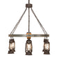 Meyda Lighting Miners Lantern 40" 6-Light Dark Roast Wagon Wheel Chandelier With Clear Shade Glass