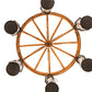 Meyda Lighting Miners Lantern 40" 6-Light Dark Roast Wagon Wheel Chandelier With Clear Shade Glass