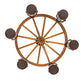 Meyda Lighting Miners Lantern 40" 6-Light Distressed Rust & Natural Wood Wagon Wheel Chandelier With Clear Shade Glass