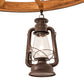 Meyda Lighting Miners Lantern 40" 6-Light Distressed Rust & Natural Wood Wagon Wheel Chandelier With Clear Shade Glass