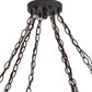 Meyda Lighting Miners Lantern 40" 6-Light Distressed Rust Wagon Wheel Chandelier With Clear Frosted Lantern Shade Glass