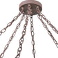 Meyda Lighting Miners Lantern 40" 6-Light Distressed Rust Wagon Wheel Chandelier With Clear Glass Lantern Shade