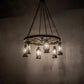 Meyda Lighting Miners Lantern 40" 6-Light Vintage Copper Wagon Wheel Chandelier With Clear Shade Glass