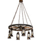 Meyda Lighting Miners Lantern 40" 6-Light Vintage Copper Wagon Wheel Chandelier With Clear Shade Glass
