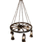 Meyda Lighting Miners Lantern 40" 6-Light Vintage Copper Wagon Wheel Chandelier With Clear Shade Glass
