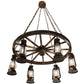 Meyda Lighting Miners Lantern 40" 6-Light Vintage Copper Wagon Wheel Chandelier With Clear Shade Glass
