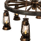 Meyda Lighting Miners Lantern 40" 6-Light Vintage Copper Wagon Wheel Chandelier With Clear Shade Glass