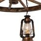 Meyda Lighting Miners Lantern 40" 6-Light Vintage Copper Wagon Wheel Chandelier With Clear Shade Glass
