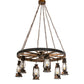 Meyda Lighting Miners Lantern 40" 6-Light Vintage Copper Wagon Wheel Chandelier With Clear Shade Glass
