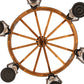 Meyda Lighting Miners Lantern 40" 6-Light Wrought Iron & Natural Wood Wagon Wheel Chandelier With Clear Shade Glass