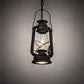 Meyda Lighting Miners Lantern 7" 2-Light Dark Roast Mini Pendant Light With Clear Shade Glass