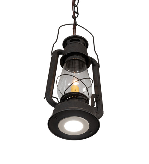 Meyda Lighting Miners Lantern 7" 2-Light Dark Roast Mini Pendant Light With Clear Shade Glass
