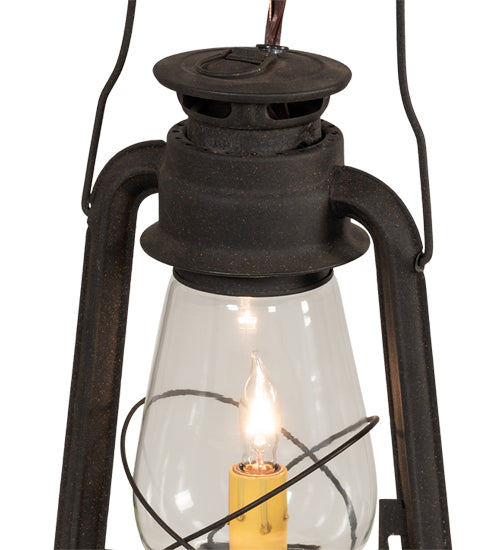 Meyda Lighting Miners Lantern 7" 2-Light Dark Roast Mini Pendant Light With Clear Shade Glass