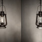 Meyda Lighting Miners Lantern 7" 2-Light Distressed Rust Mini Pendant Light With Clear Shade Glass