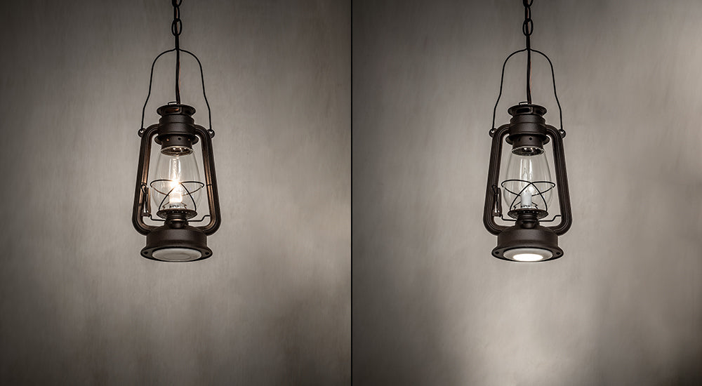 Meyda Lighting Miners Lantern 7" 2-Light Distressed Rust Mini Pendant Light With Clear Shade Glass