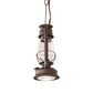 Meyda Lighting Miners Lantern 7" 2-Light Distressed Rust Mini Pendant Light With Clear Shade Glass